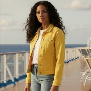 Yellow Cotton Denim Jacket W/ Stretch (Size L)